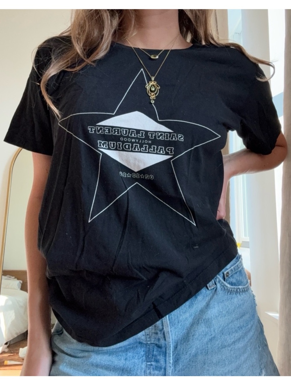 SAINT LAURENT black graphic tee shirt